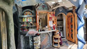 Cool building structures & mosaics everywhere at Eutopia Cafe in Kaiwaka
