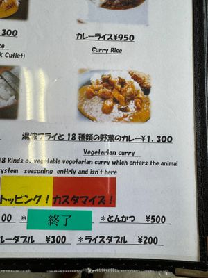 Vegetarian Curry (can be made vegan) at Nikko Maruhide Shokudo in Nikko
