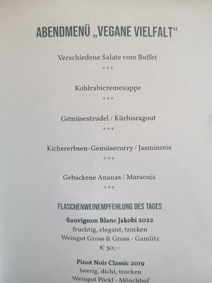 Auszug Abendmenü at Landhotel Lindenhof in Feld Am See