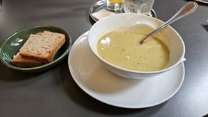 Lentil soup with bread at Postane in Istanbul