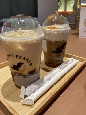 Taro Mo-latte & pot of gold   at Mother Pearl 圓貝 in Kowloon