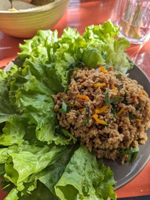 Vegan Thai larb at Terra Fogo in Sao Miguel
