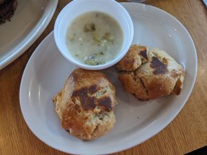 Vegan biscuits and spicy chili gravy at Sunnyside Diner - SW 89th in Oklahoma City