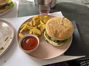 Vegan burger  at Coffee Lovers in Corfu