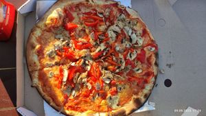 Posno cheese pizza - it is vegan! at Balkan Pizzeria in Zabljak