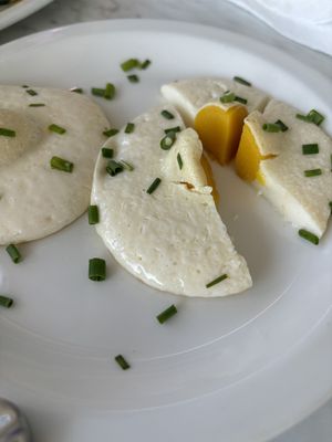 Vegan “eggs” - texture was a bit off but they tasted good!  at Evviva in Barrie