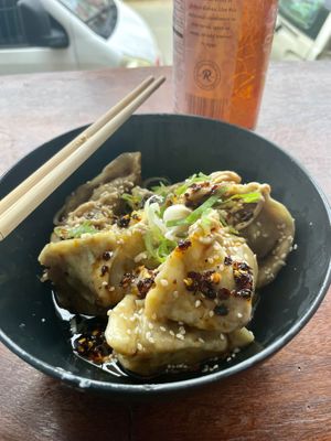 Asian vegan dumplings  at Dumplings Aqui in San Juan Del Sur