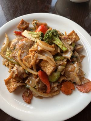 Drunken noodles without egg  at Ros Siam in Denver