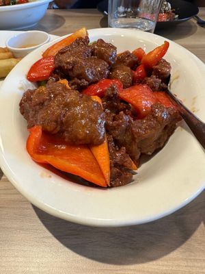Ginger “beef” at Padmanadi Vegan Eatery in Calgary