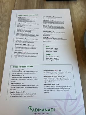 Menu back  at Padmanadi Vegan Eatery in Calgary