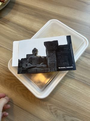 Postcards are given with receipts 👏🏼  at Padmanadi Vegan Eatery in Calgary