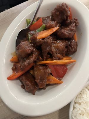 Ginger vegan beef  at Padmanadi Vegan Eatery in Calgary