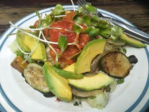 Veg, avo, cous cous salad at Om Garden Cafe in Pai