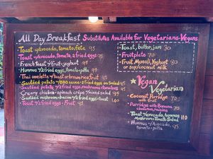 Breakfast menu  at Om Garden Cafe in Pai