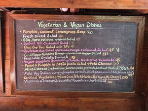 Vegetarian & vegan menu  at Om Garden Cafe in Pai