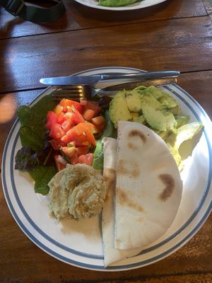 Hummus and veggie pita  at Om Garden Cafe in Pai