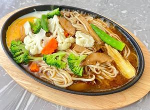 Sheet metal noodle at Ya Ya Vegetarian in Kampot