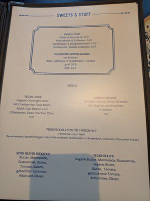 Menu at Seven Heaven Breakfast in Berlin