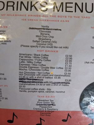 Drink menu 2 at Sound Bites in Arisaig