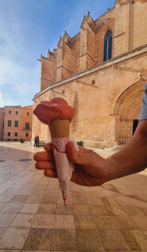Vegan strawberry sorbet at Sa Gelateria Gelats Artesans S.L. in Menorca
