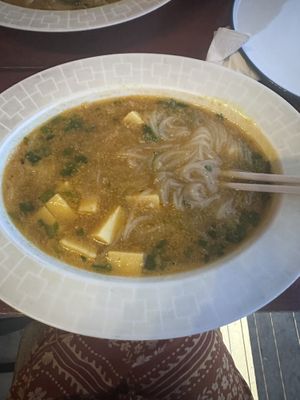 Shan noodle soup with tofuu  at Burma Kitchen in Koh Samui