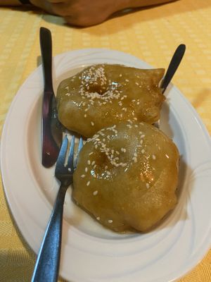 Fried pineapples  at The Flower Garden in Corfu