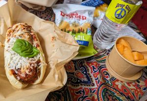 Vegan meatballs sub. at Drop City in Trinidad