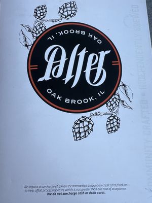 Menu with cool design that’s the same if you look at it upside down  at Alter Brewing + Kitchen in Oak Brook