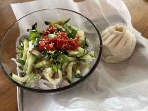 cold noodles and sweet lotus bao  at Bao Bao in Portland
