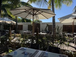 outdoor seating   at The Farm in Providenciales
