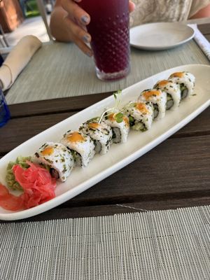 Vegan sushi roll  at The Farm in Providenciales