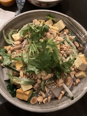 Chili peanut noodles added smoked tofu   at NoodleBird in Chicago