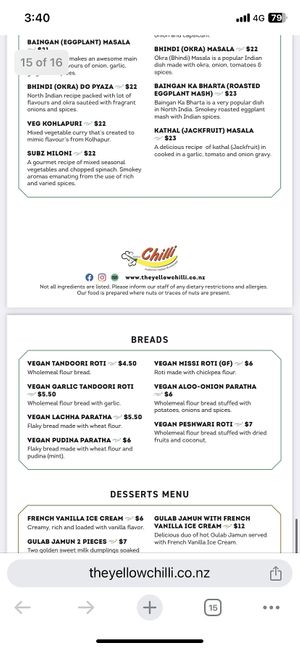   at Yellow Chilli Indian Restaurant in Wellington