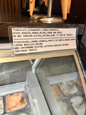 Vegan options   at Gelateria Yogurteria Crepes E Granite in Riomaggiore