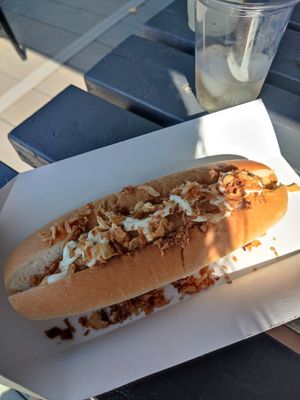 Vegan hotdog at Wild Shore Delamere in Northwich