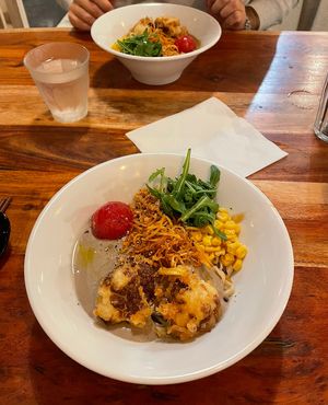 mushroom base a the bottom, original at the top. get extra noodles if you are super hungry!  at Kitchen Impossible Amsterdam in Amsterdam