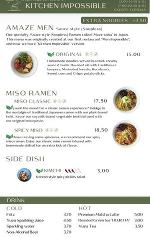 Menu May 2024  at Kitchen Impossible Amsterdam in Amsterdam