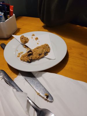 Vegan cookie (already munched on sorry) at Kavorna Cafe and Bistro in Isles Of Scilly