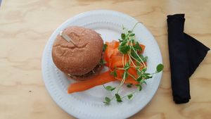 Yummy burger at Greens Organic Cafe and Market in Sarnia