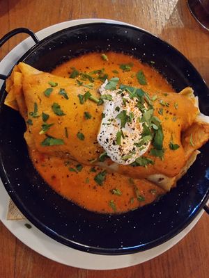 Hungarian savoury crêpe - Hortobágyi style at Szabad Bisztró - Új Hely in Budapest