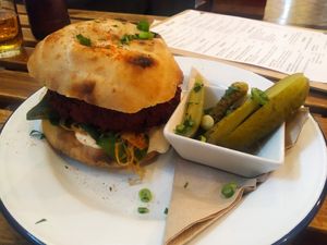 Beetroot burger at Szabad Bisztró - Új Hely in Budapest