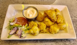 Battered mushrooms   at Maggie Mays Stranmillis Cafe in Belfast