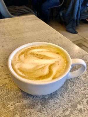 Oat milk cappuccino   at Maggie Mays Stranmillis Cafe in Belfast