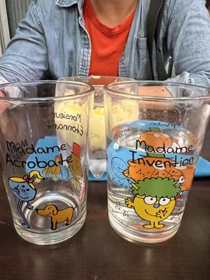 Cute glasses at the restaurant   at Le Poulpi Place in Grasse