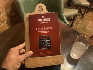 Menu  at The Shakespeare in Derby