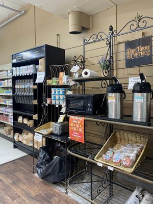 Cute Microwave and Coffee Station for Public Use  at The Food Mill in Oakland
