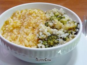 Daily main course: Rice with pumpkin and brocoli at Mil Tallos in Zaragoza