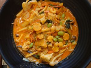 Red curry with rice noodles NT$158 at 素速泰 SusuThai 泰式蔬食 in New Taipei City