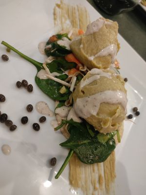 Tacos with papaya and hummus at Pan GhEA in Milan