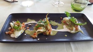 Pumpkin flower ravioli at Pan GhEA in Milan